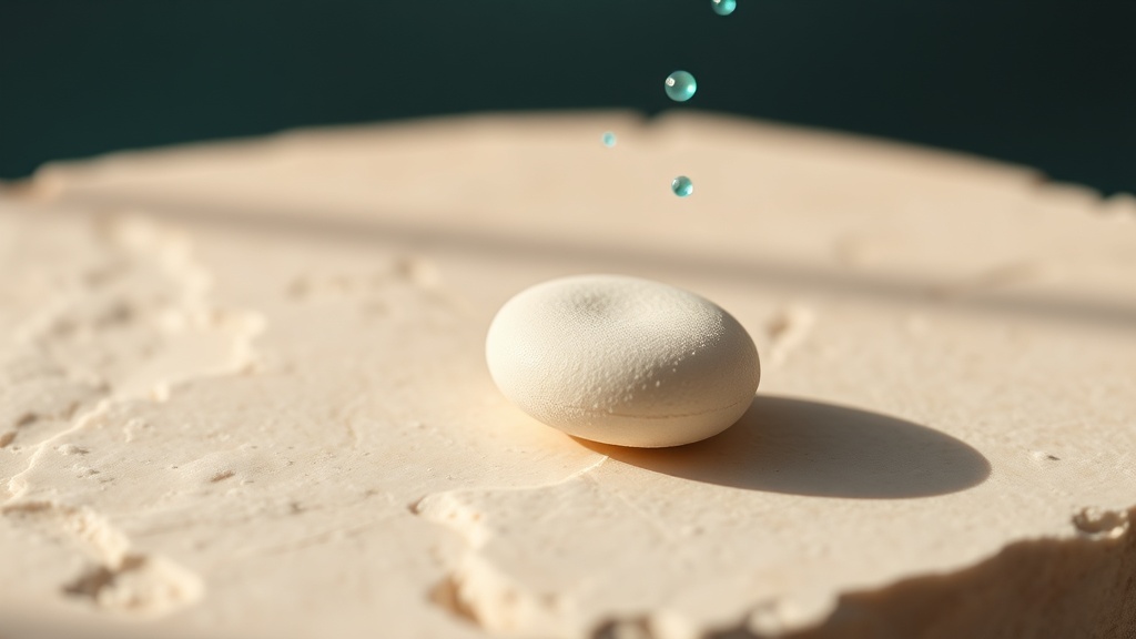 Oral probiotic lozenge dissolving on a soft surface