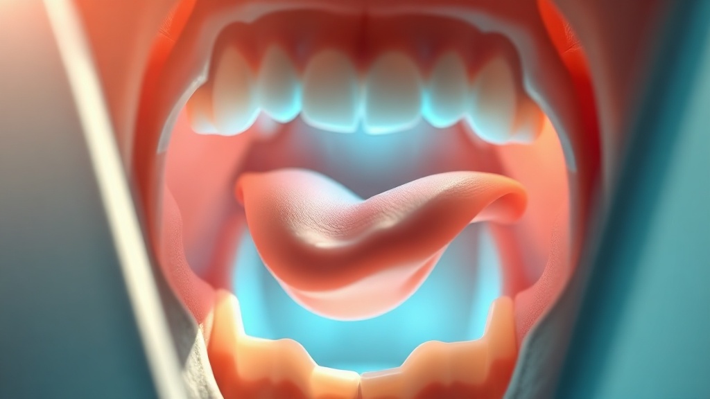 Conceptual cross-section of the tongue resting gently against the roof of the mouth