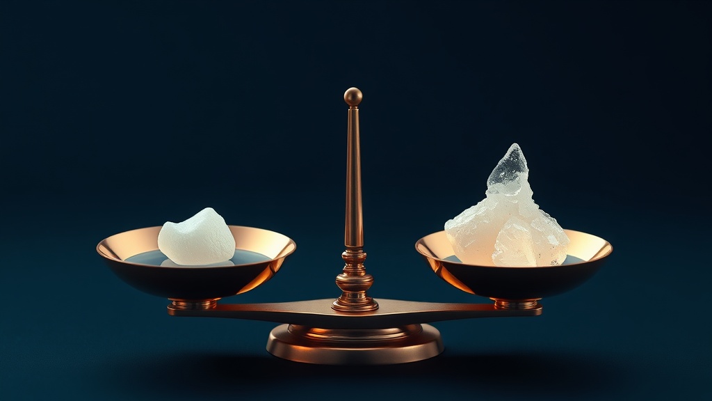 A balance scale showing acid and mineral loss on one side against saliva and toothpaste minerals on the other