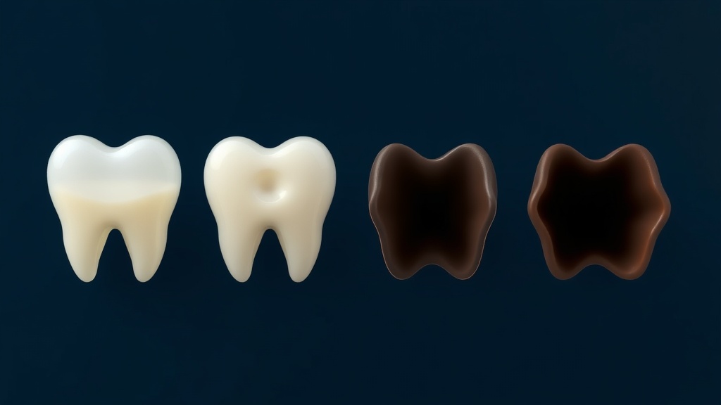A gentle stage-by-stage illustration of decay progressing from early spot to cavitation