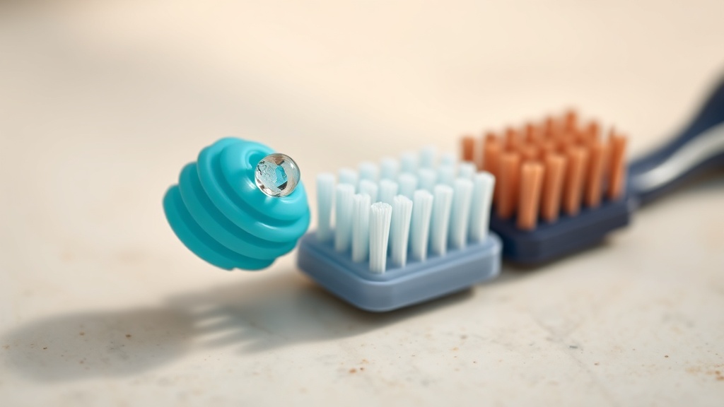 Soft-bristle toothbrush heads arranged as a still-life