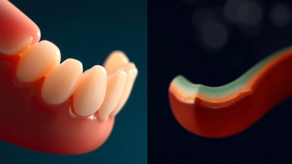 Conceptual comparison of a firm healthy gumline and a swollen inflamed one