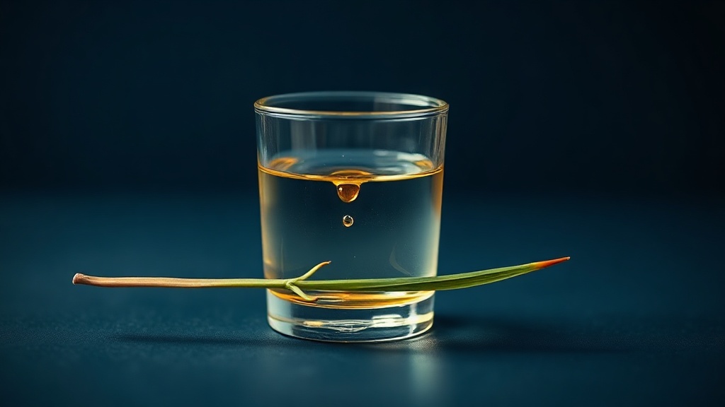 Tea tree oil droplet dispersing into a diluted rinse