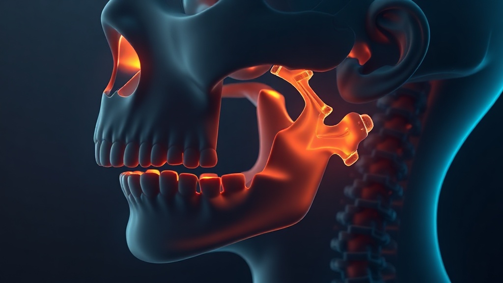 Conceptual view of the jaw muscle and joint that do the work during grinding