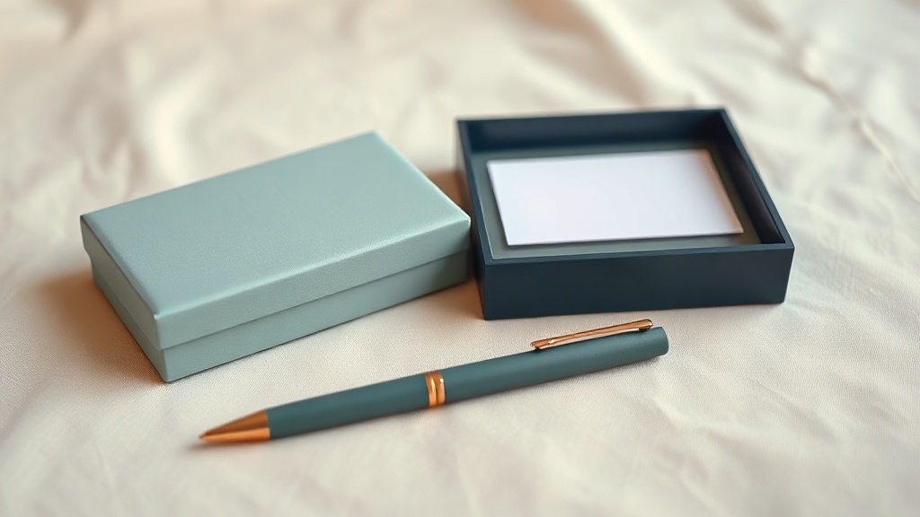 A slim whitening pen in the foreground beside a whitening-strip box and a small tray