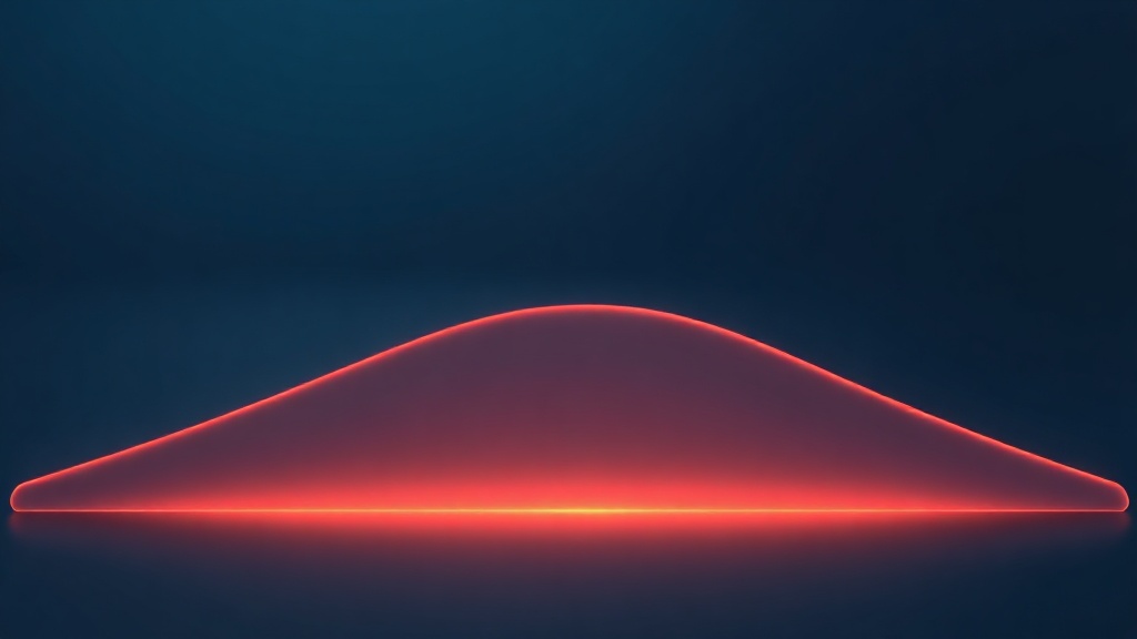 A soft glowing curve rising gently and stopping short of a hot red zone, symbolising a small temperature rise that never reaches true fever
