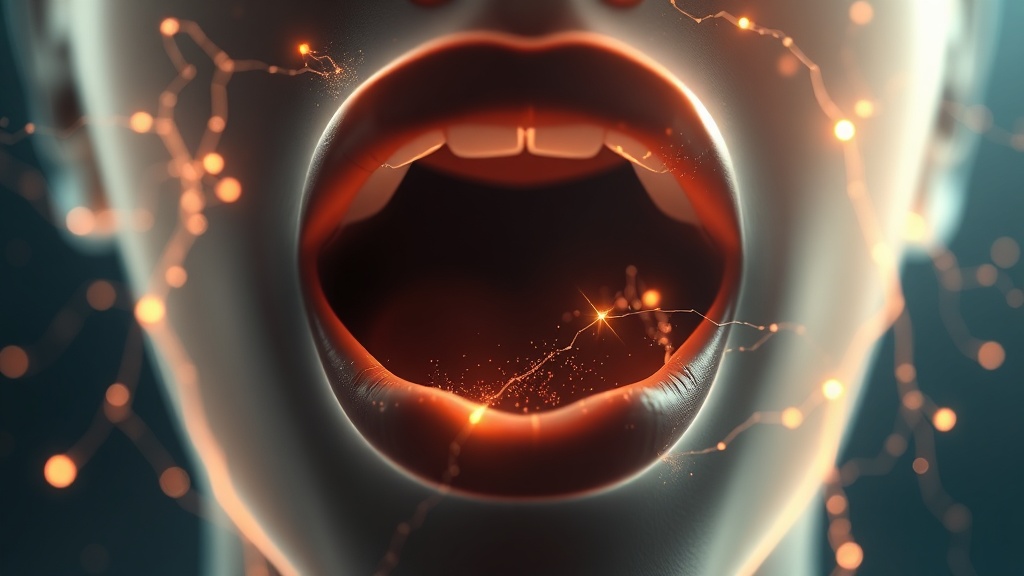A conceptual visualization of the mouth as a gateway, with pathways of light radiating outward toward the body.