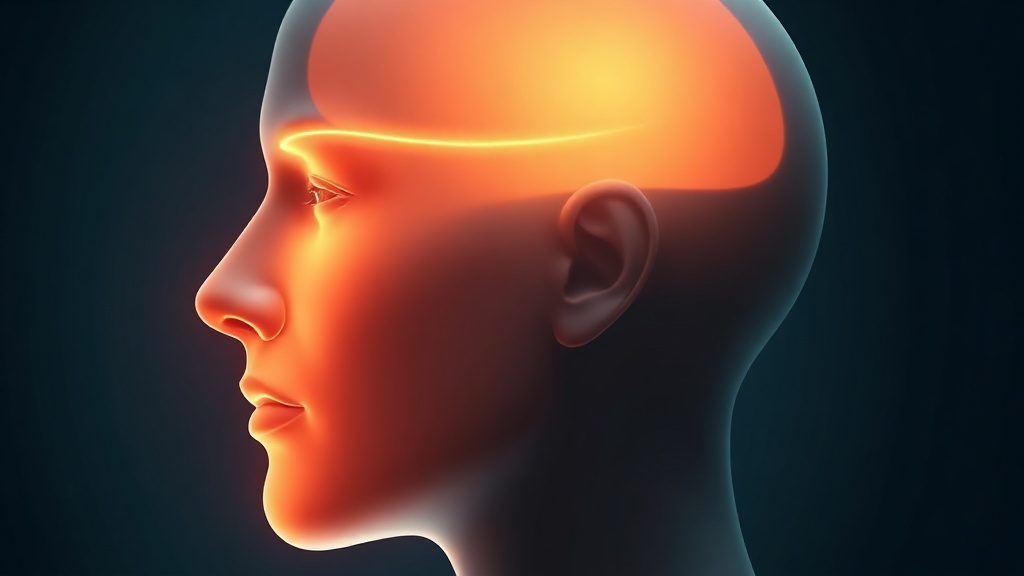 Conceptual illustration of pain travelling from the jaw muscle up through the temple