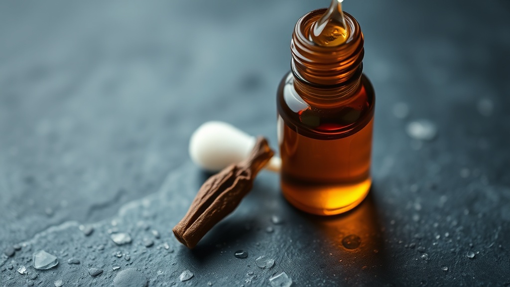 A single clove and a dropper of clove oil beside a soft cotton swab