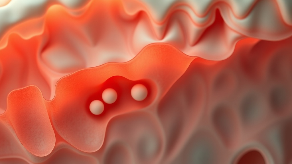 Illustration of small pale round tonsil stones sitting in the crypts of a tonsil