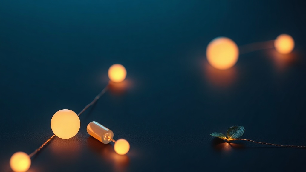A constellation of softly glowing orbs suggesting several different causes connected by fine copper threads