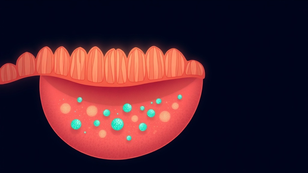 Cross-section illustration of tongue papillae with a soft pale surface coating