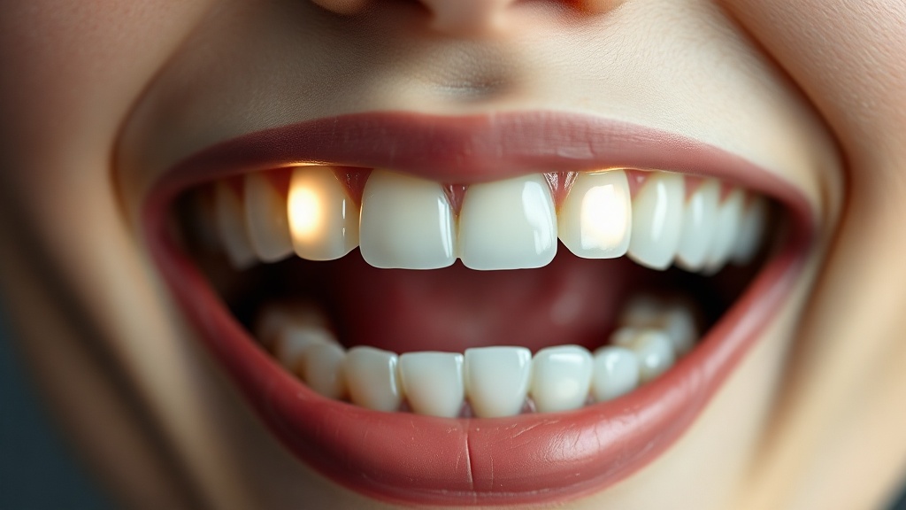 Conceptual illustration of pale halo-shaped white spot lesions where orthodontic brackets used to sit