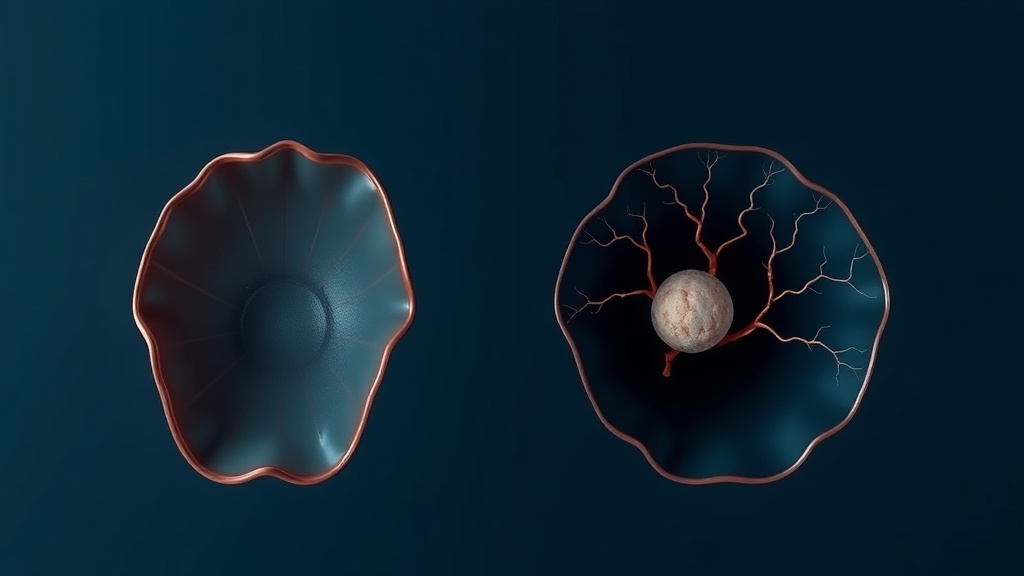 Comparison illustration of a shallow tonsil crypt beside a deep branched crypt holding debris