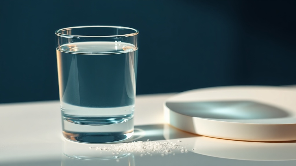 A glass of water beside sweets, suggesting rinsing after sugar