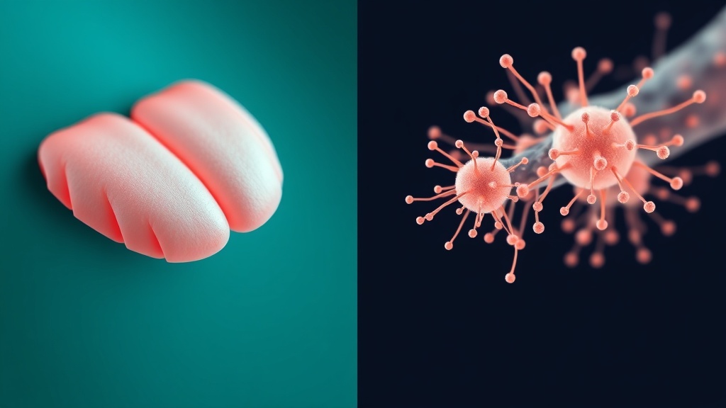 Illustration contrasting a swept-clean pink tongue surface with one where pale coating has accumulated