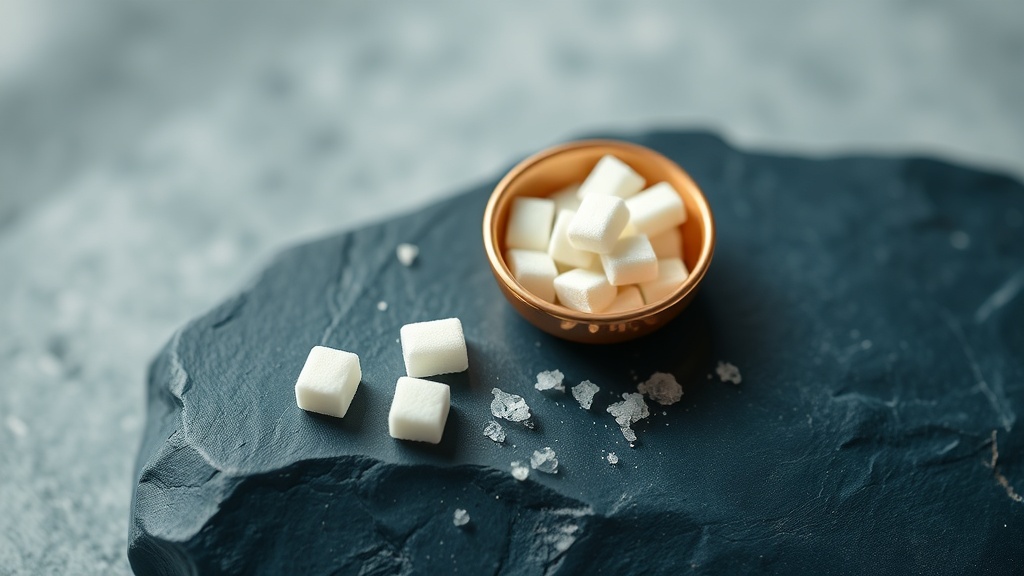 Xylitol gum and mints arranged on a calm surface