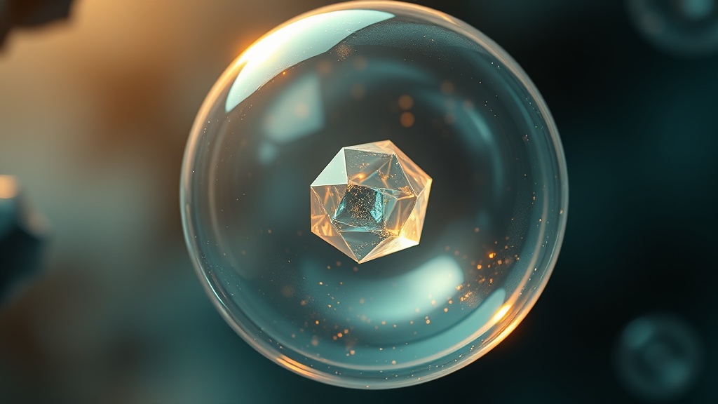 A translucent bacterial cell holding a crystalline molecule it cannot use, with spent energy dissipating around it in a closed loop.